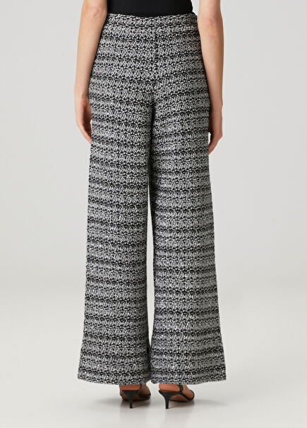 Black White Glitter Tweed Pants
